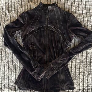 Lululemon Athletica Black Leather Jacket Fitted Motorcycle Style
